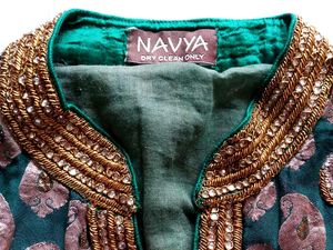 NAVYA Green Embellished Sleeveless Top