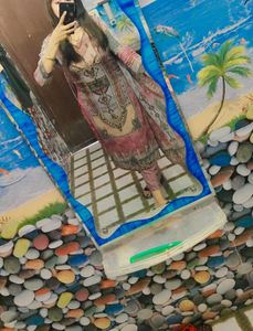 beautiful pakistani print kurta set with beautifu