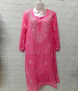 Mirror Work Chikankari Kurta In 500
