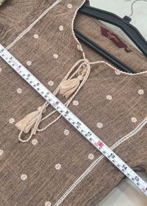 Brown Embroidered Kurti