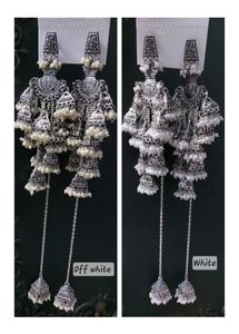 Ozidized Silver Layered Jhumka bunch Stud Earrings