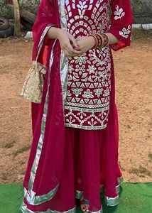 Red Gotta Patti gharara suit