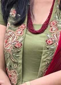 Kriti Sanon Olive Grn Maxi Dress With Jacket