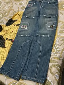 Yellow Plaid Button-Down Shirt And Jeans