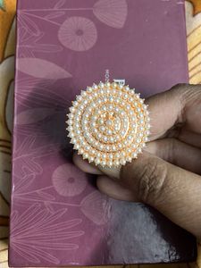 Umbrella Ring In Rose Gold Polish with White Beads