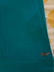 Tommy Hilfiger Chic Teal Ruffle Sleeve Dress