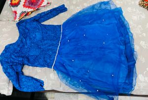Royal Blue Lace & Tulle Pearl Dress