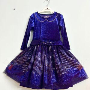 Limited Edition Navy Blue Velvet Sequence Dress
