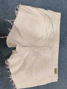 London Jean White Distressed Shorts