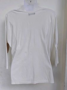 White Elbow Patch 3/4 Sleeve Top