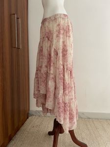 Floral Ruffle Asymmetric Skirt