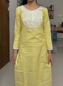 Yellow Embroidered Kurti