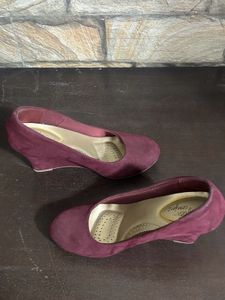 Plum Maroon Wedge Heels