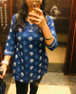 Blue Printed Short Kurti