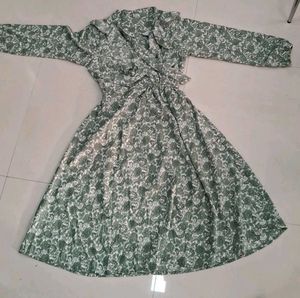 Floral Print Green Dress