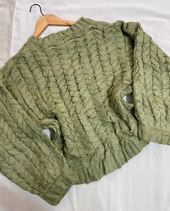 B2G2 🎁 Oversized Green Knit Cropped Sweater E