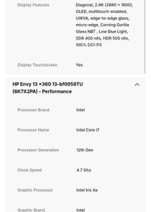 HP Envy x360 2in1, i7, 12th Gen, 8GB, 512GB