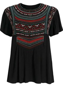 Embroidered Black Top