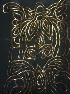 Glamorous Sheer Black Top with Gold Embroidery