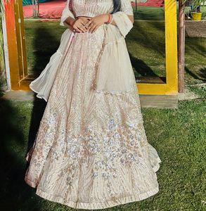 Golden lehanga, party wear lehanga