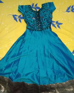Teal Embellished Anarkali Dress
