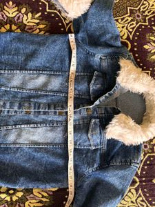 Denim Jacket with Fur Trim