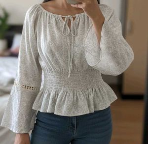 ZARA Smocked Peplum Top