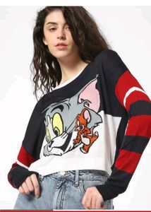 ONLY Womens Round Neck Tom and Jerry Printed Top