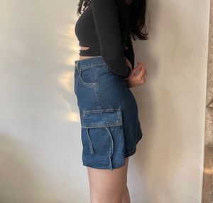 Denim Mini Cargo Skirt