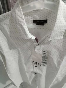 Zara Man White Patterned Shirt Size L