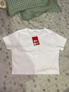 White Cotton Jersey Basic Tee Size L