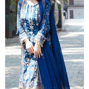 Elegant Blue Embroidered Sharara Set All New
