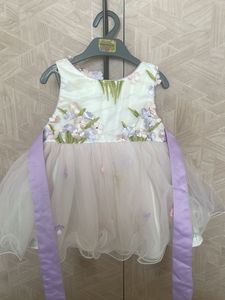 Lavendar Floral Frill Frock For 6M Babygirl