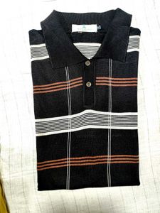Vintage Striped Knit Polo Shirt