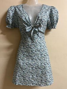 Floral Mini Dress with Tie