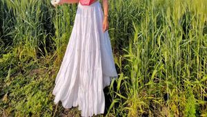 Y2k White Retro Vintage Korean Flared Long Skirt