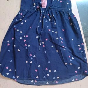 Girls' Sleeveless Heart Print Dress For Kids