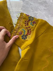 Mustard Sari with Intricate Embroidery