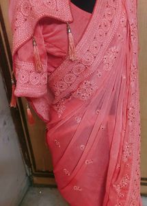 beautiful 😍 saree with blouse 🔥