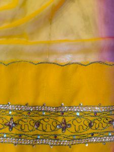 Vintage Yellow Saree With Maroon Boundary