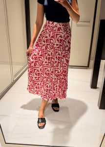 Mango Floral Print Midi Skirt