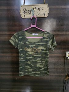 Camouflage Print Top