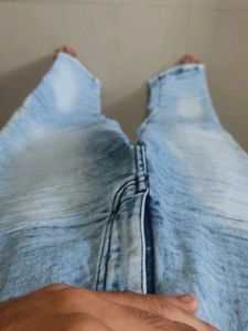 Men&#39;s Blue White Trendy Jeans