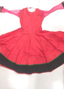 Girl&#39;s Red Anarkali Dress