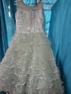 Light Blue Tiered Tulle Dress