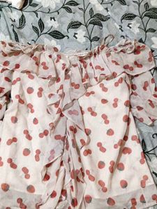 Cherry Print Ruffle Blouse