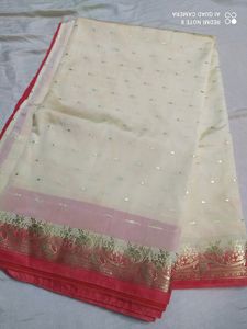 Cream With Red Saree