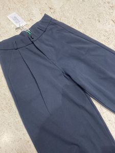 charcoal grey pleated parallel trousers