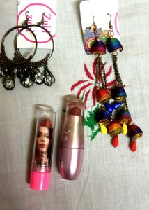 Combo Of Earings & Lipstick Set For Women & Girls