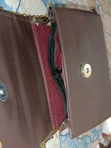 Brown &amp; Gold Chain Shoulder Bag